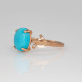 2.1ct Sonoran Turquoise Ring with Natural Diamond Accents in Solid 14K Gold – Elegant 10x8mm Statement Gemstone Ring