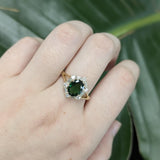 Prissy 14K Yellow Gold Tsavorite and Diamond Ring | OV 9x7mm