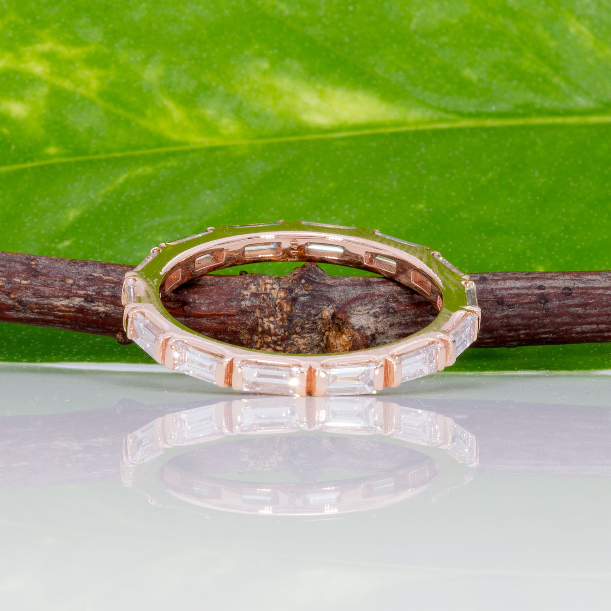 14K rose gold lab grown diamond band