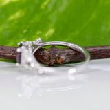14K white gold purple spinel ring with diamond accents