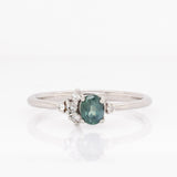 Zinnia Solid 14k White Gold Demantoid Ring with Natural Diamond Accents | Oval 5x4mm
