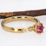 Akshita 14K Yellow Gold Madagascar Pink Spinel Diamond Ring | Round 4mm