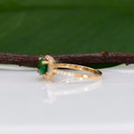 14K yellow gold tsavorite garnet ring with diamond accents