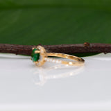 14K yellow gold tsavorite garnet ring with diamond accents