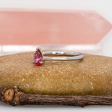 Saisha Solid 14k Gold Peach-Pink Padparadscha Sapphire Solitaire Ring, Pear-Cut