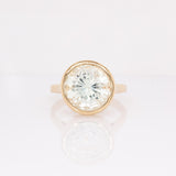 Sandra Round Prasiolite Solitaire Ring: Solid 14k Yellow Gold, 12mm Gemstone