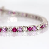 Bella 14K Solid Gold Ruby, Pink Sapphire & Diamond Tennis Bracelet | RD 2.6mm | Customizable