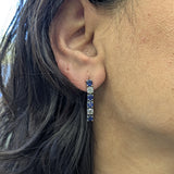 Lupita Blue Sapphire Earrings with Lab Created Diamond Accents: Solid 14k Gold