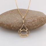 Lovely East West Oval Pendant Semi Mount w Diamond Accents