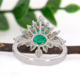 GIA Certified 2.22cts Colombian Emerald Diamond Ring in 14K Dual White Yellow Gold  | Round 8.5mm