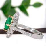 GIA Certified 2.22cts Colombian Emerald Diamond Ring in 14K Dual White Yellow Gold  | Round 8.5mm