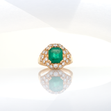 GIA Certified 2.0cts Colombian Emerald Diamond Ring in 14K Gold | Emerald Cut 9X7mm