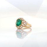 GIA Certified 2.0cts Colombian Emerald Diamond Ring in 14K Gold | Emerald Cut 9X7mm