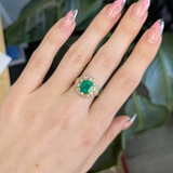 GIA Certified 2.0cts Colombian Emerald Diamond Ring in 14K Gold | Emerald Cut 9X7mm