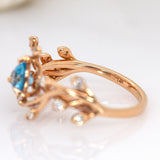 Hannah 14K Rose Gold Swiss Blue Topaz and Diamond Ring | TR 5mm