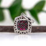 14K White Gold 1.24ct Madagascar Ruby and Natural Diamond Halo Pendant