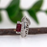 14K White Gold 1.24ct Madagascar Ruby and Natural Diamond Halo Pendant