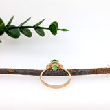 Elly 14k Solid Yellow Gold Tsavorite and Diamond Ring | Oval 8x6mm