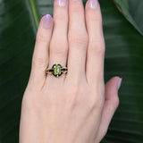 1Ct Natural Peridot Ring 7x5mm Emerald Cut – Solid 14K Gold with Natural Diamond Accents, August Birthstone Ring