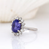 Isabelle 14K White Gold Tanzanite and Natural Diamond Halo Ring | OV 10x8mm