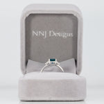 14K white gold indicolite tourmaline ring with diamond accents