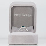 14K white gold indicolite tourmaline ring with diamond accents