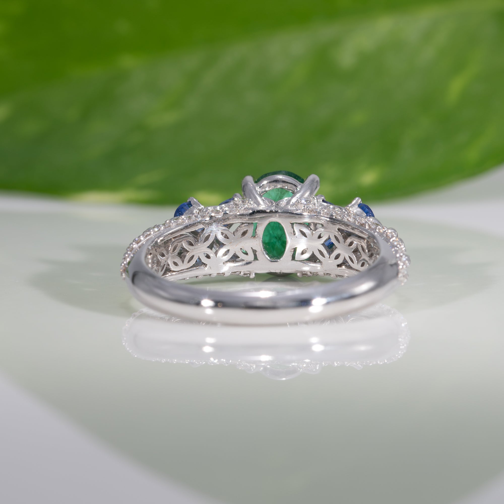 14K White Gold Zambian Emerald Ring