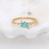 Kavya 14K Yellow Gold Afghan Paraiba Color Tourmaline Diamond Ring | 4.8mm