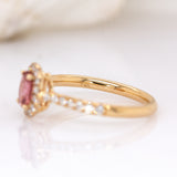 Shrija 14K Yellow Gold Padparadscha Sapphire and Natural Diamond Ring | OV 6x4mm