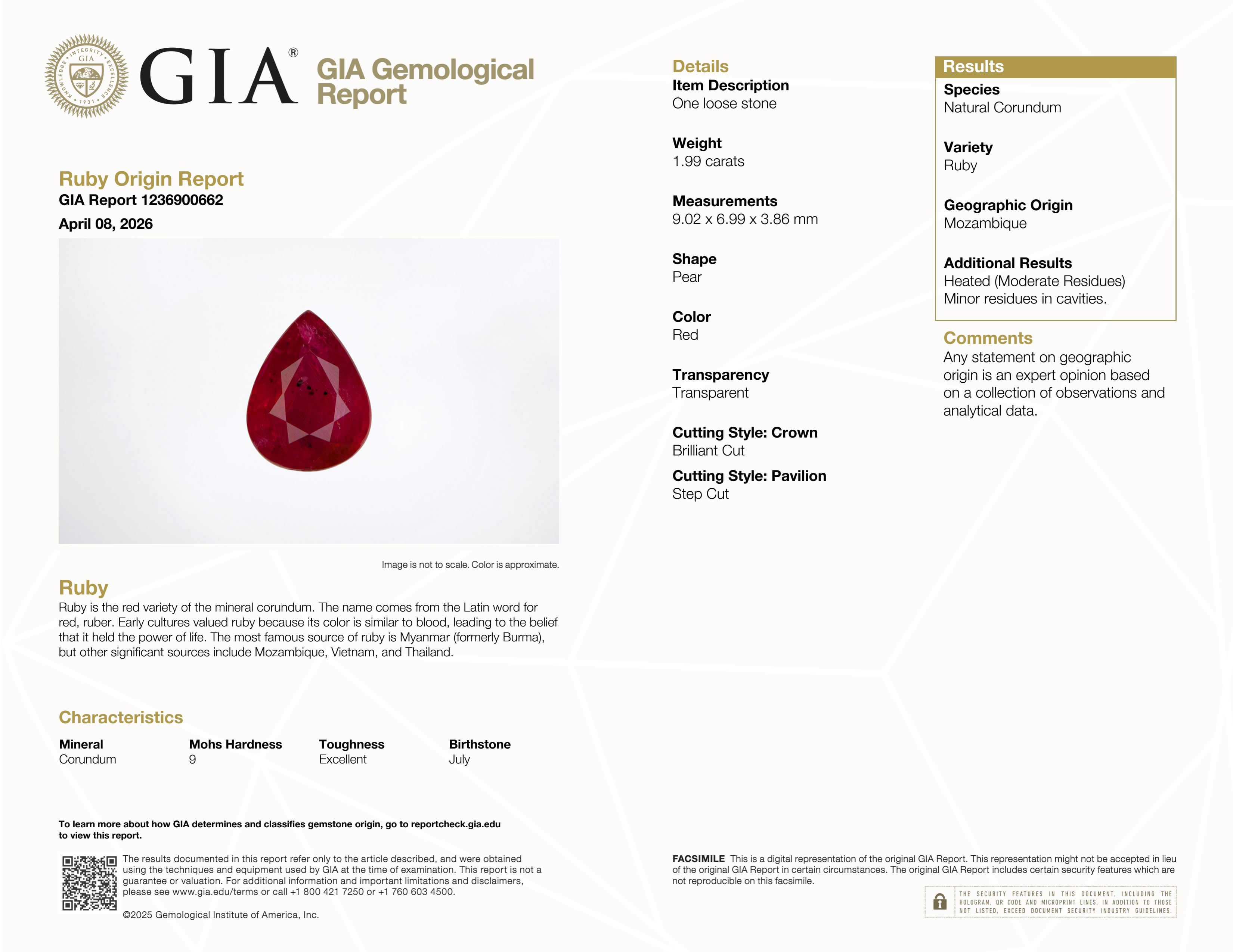 14K yellow gold GIA Mozambique ruby ring with diamond accents