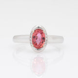 GIA Certified 1.1Ct Orange-Pink Sapphire  Ring with Natural Diamonds: Solid 14K Gold, 7x5mm