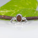 14K white gold boulder opal cabochon ring with tsavorite accents