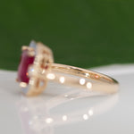 scarlet and gray ruby game day ring in 14K yellow gold