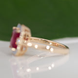 scarlet and gray ruby game day ring in 14K yellow gold
