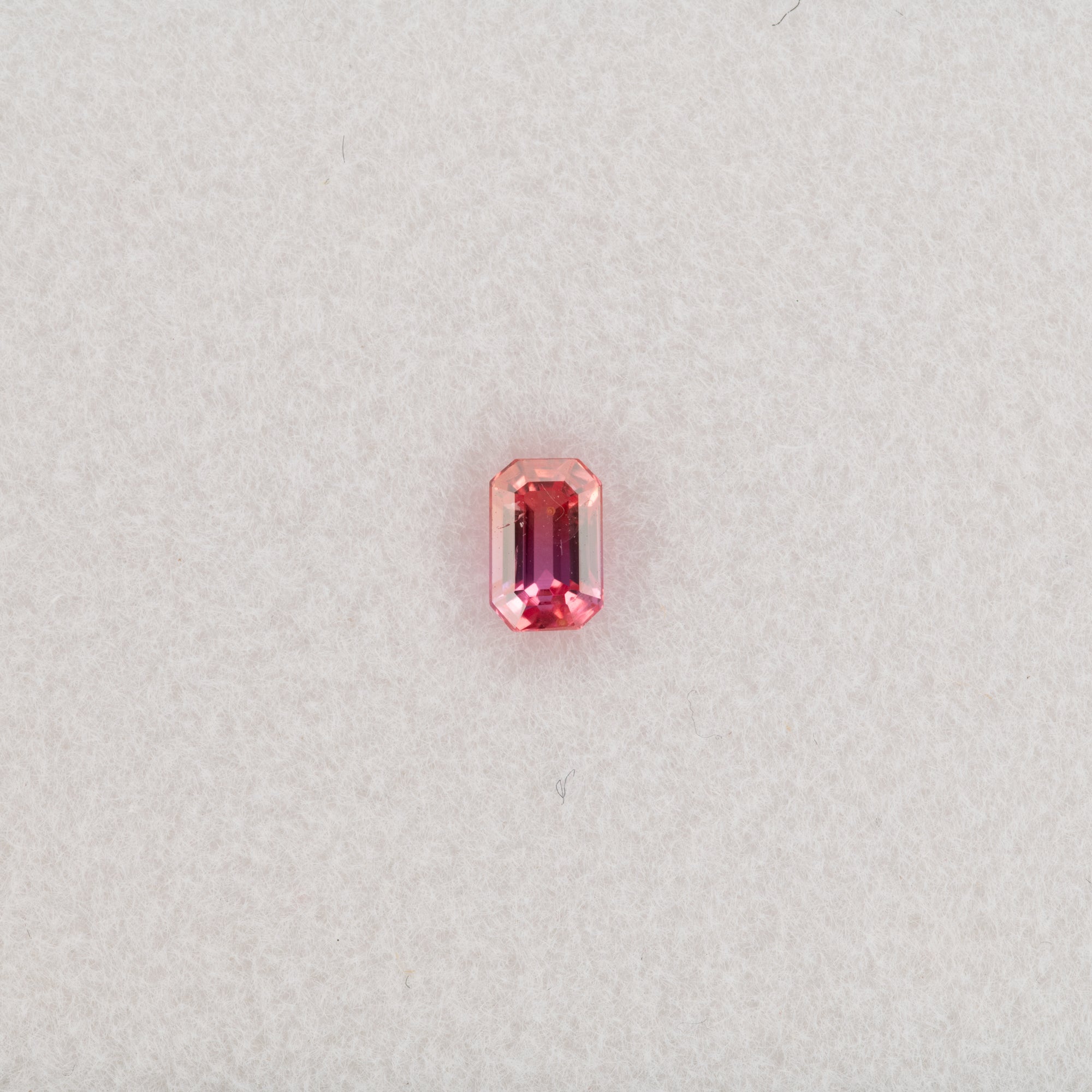 0.48 carat natural padparadscha sapphire, emerald cut 4.8x3.2mm pink-orange loose gemstone