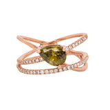 Aditi 14K Rose Gold Sphene and Natural Diamonds Ring | Pear Shape 8x6mm