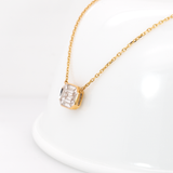 Lab Grown Diamond Necklace in Solid 18K Gold with Attached Chain