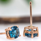 5mm Round - 14K Solid Gold London Blue Topaz Solitaire Studs
