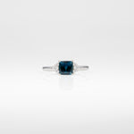 14K white gold indicolite tourmaline ring with diamond accents