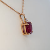 1.7Ct Madagascar Ruby Pendant Necklace with Earth Mined Diamond Accents in Solid 14K Gold – 8x6mm Elegant Ruby Pendant