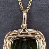 Hania 14K Yellow Gold Chrome Tourmaline Diamond Pendant | Cushion 12x9mm