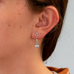 14K white gold aquamarine pear earrings with lab grown diamond accents