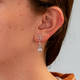 14K white gold aquamarine pear earrings with lab grown diamond accents