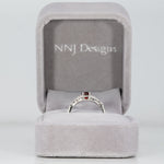 14K white gold red spinel ring with diamond accents