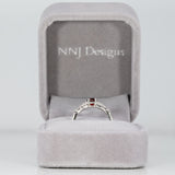 14K white gold red spinel ring with diamond accents