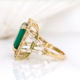 7.5ct Zambian Emerald Ring with Natural Diamonds in 18K Solid Gold - Heirloom Quality, Timeless Jewelry