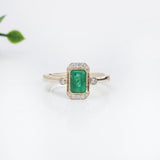 Eden 14K Yellow Gold Emerald and  Diamond Accents Ring | Emerald Cut 7x5mm