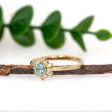 Mira 14K Yellow Gold Paraiba Tourmaline Diamond Ring | Round 4mm