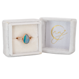 Maria Solid 14k Gold Boulder Opal Ring with Natural Diamond Accents, 13.4x3.6mm