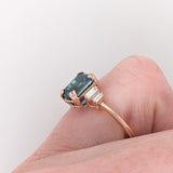 3.6ct Vibrant Blue Zircon Ring w Earth Mined Diamonds in Solid 14K Gold | EM 9x6mm